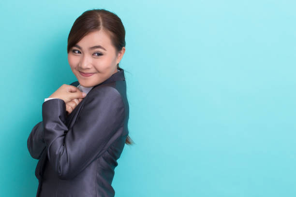 istock Shy businesswoman on isolated background 652904650