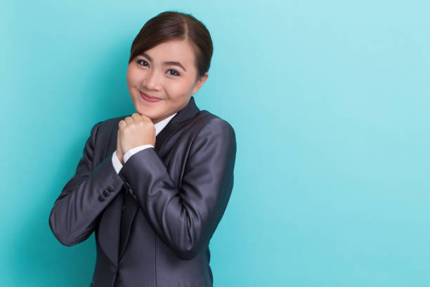 istock Shy businesswoman on isolated background 652904900