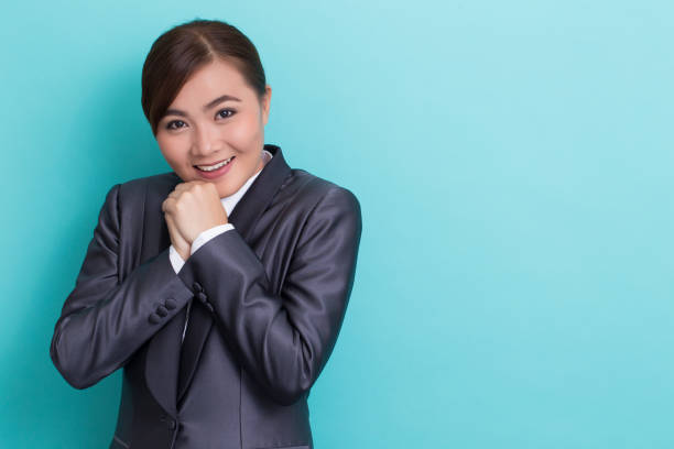 istock Shy businesswoman on isolated background 652904992