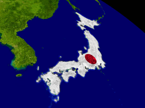 Japan 2011 Earthquake Satellite Map Stock Photo - Download Image