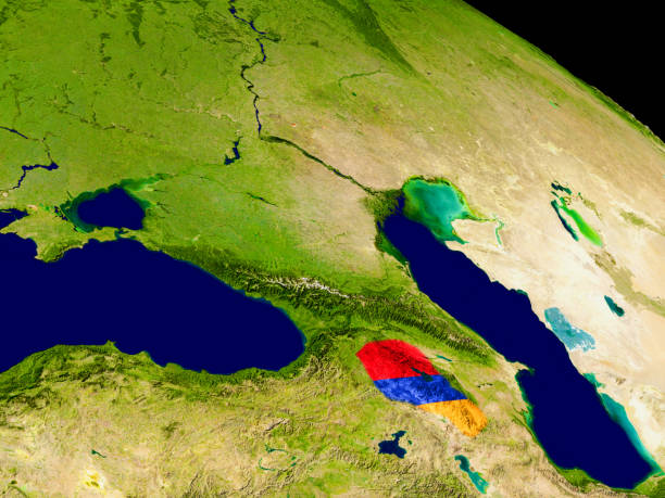 istock Armenia with flag on Earth 652905498