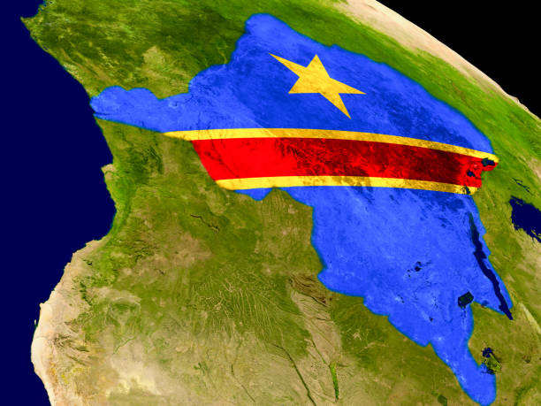 istock Democratic Republic of Congo with flag on Earth 652905642