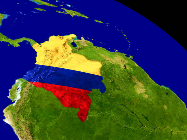 istock Colombia with flag on Earth 652905650