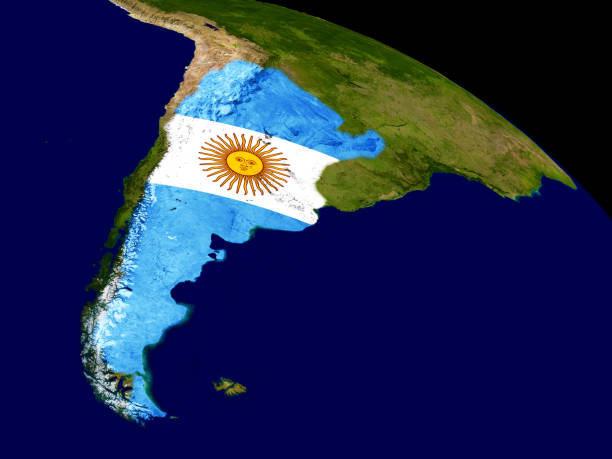 istock Argentina with flag on Earth 652905658