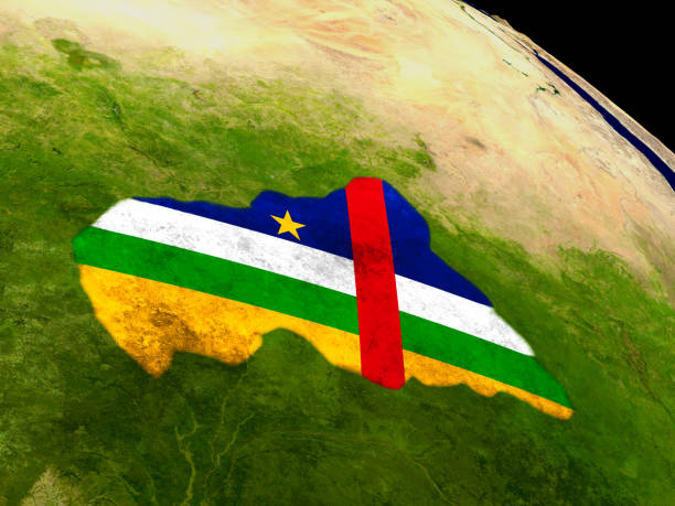 istock Central Africa with flag on Earth 652905672