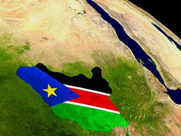 istock South Sudan with flag on Earth 652905726