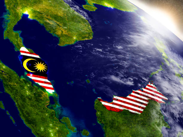 istock Malaysia with flag in rising sun 652908658