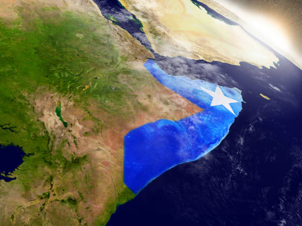 istock Somalia with flag in rising sun 652908672