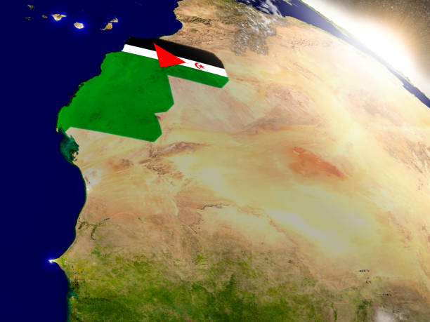 istock Western Sahara with flag in rising sun 652908766