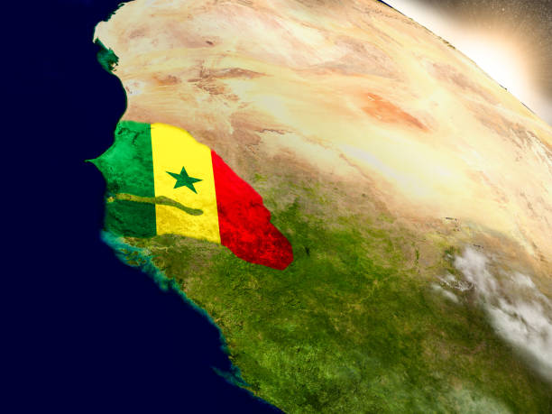 istock Senegal with flag in rising sun 652908780