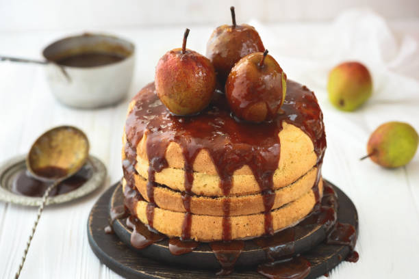 istock Sponge cake with caramel and pears 652918076
