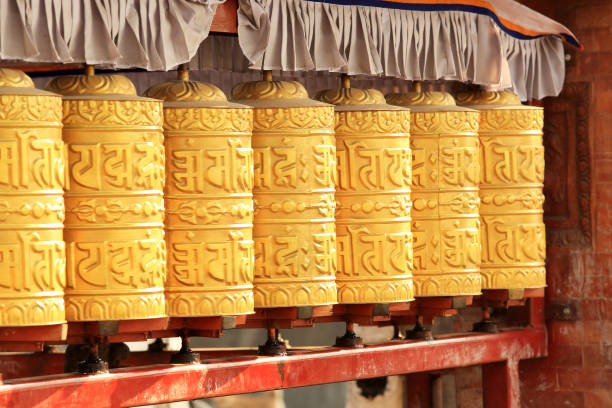 istock Buddhist prayer wheels. Swayambhunath Stupa 652927728
