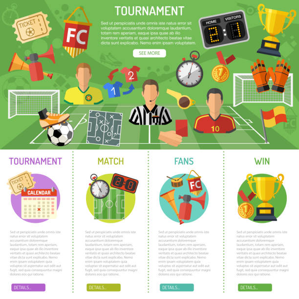 ilustrações, clipart, desenhos animados e ícones de banner de futebol e infográficos - sport symbol computer icon icon set