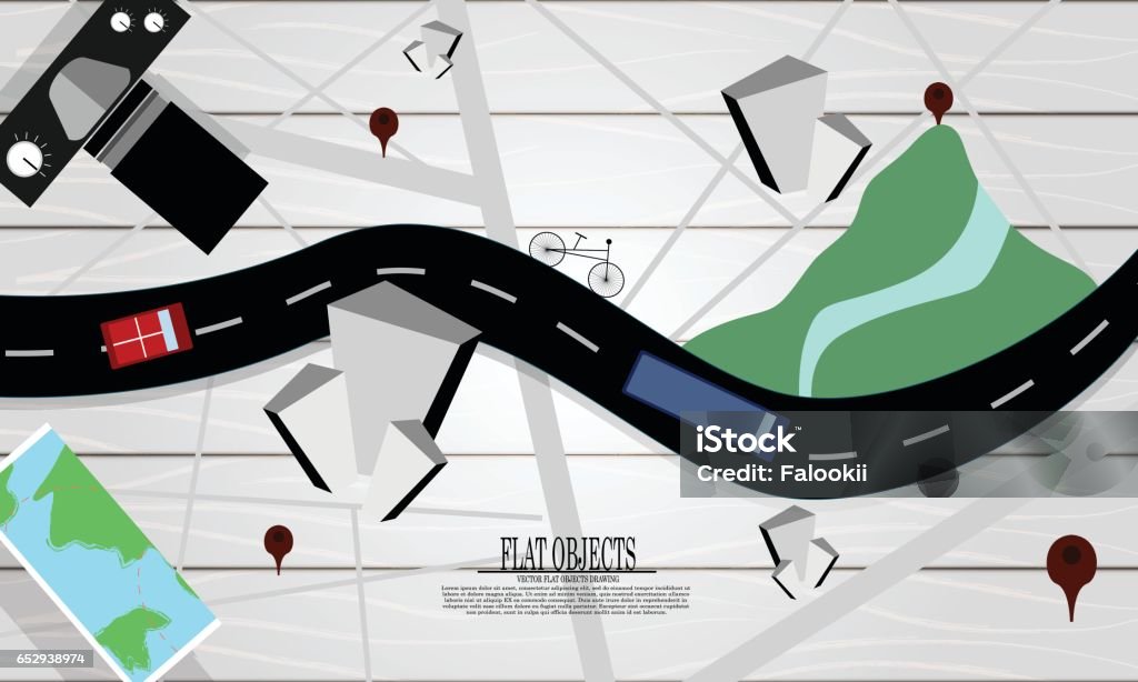 Logistic Map Design Flat Object Design Set Logistic Map Top View Stock Illustration ...