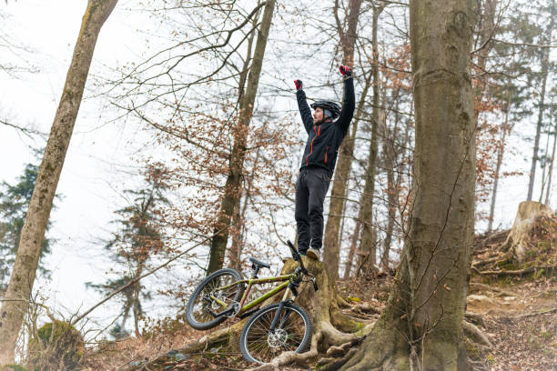 istock Mountain biker in the woods 652939710