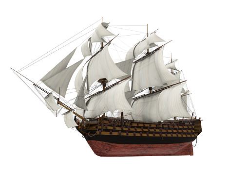 Sail Ship isolated on white background. 3D render
