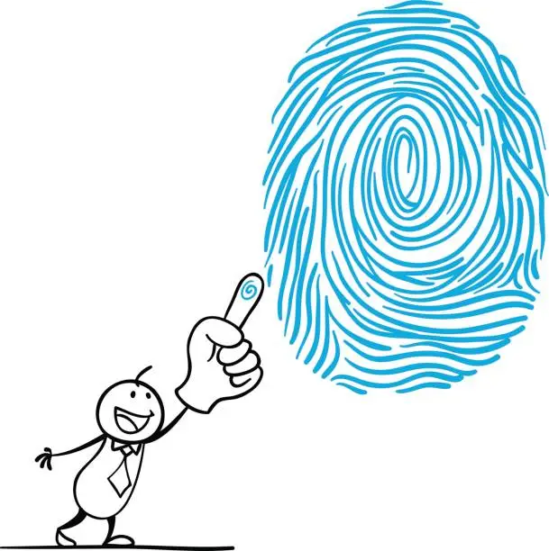 Vector illustration of Using Finger Print