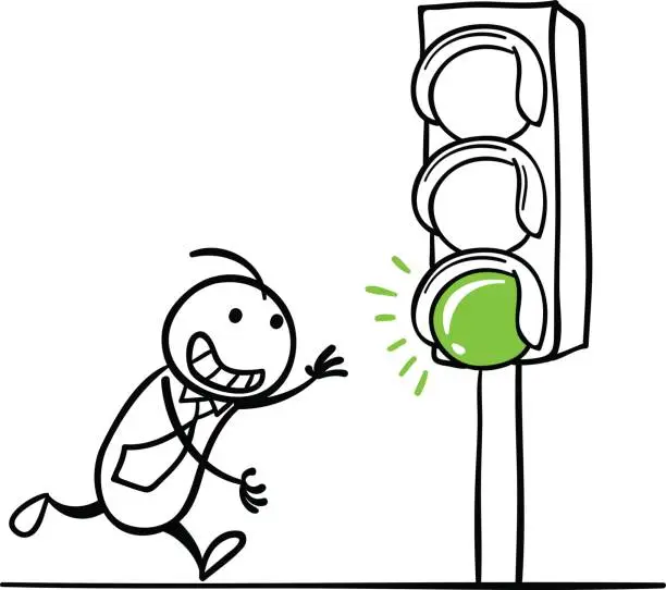 Vector illustration of Green Light GO GO GO