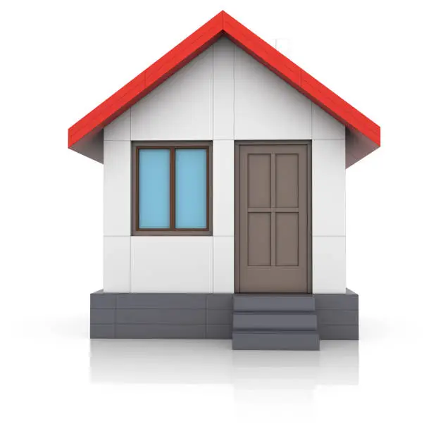 House project. Drawing turns into 3d model. Construction concept. Icon for your design project. Isolated on white background. 3D illustration