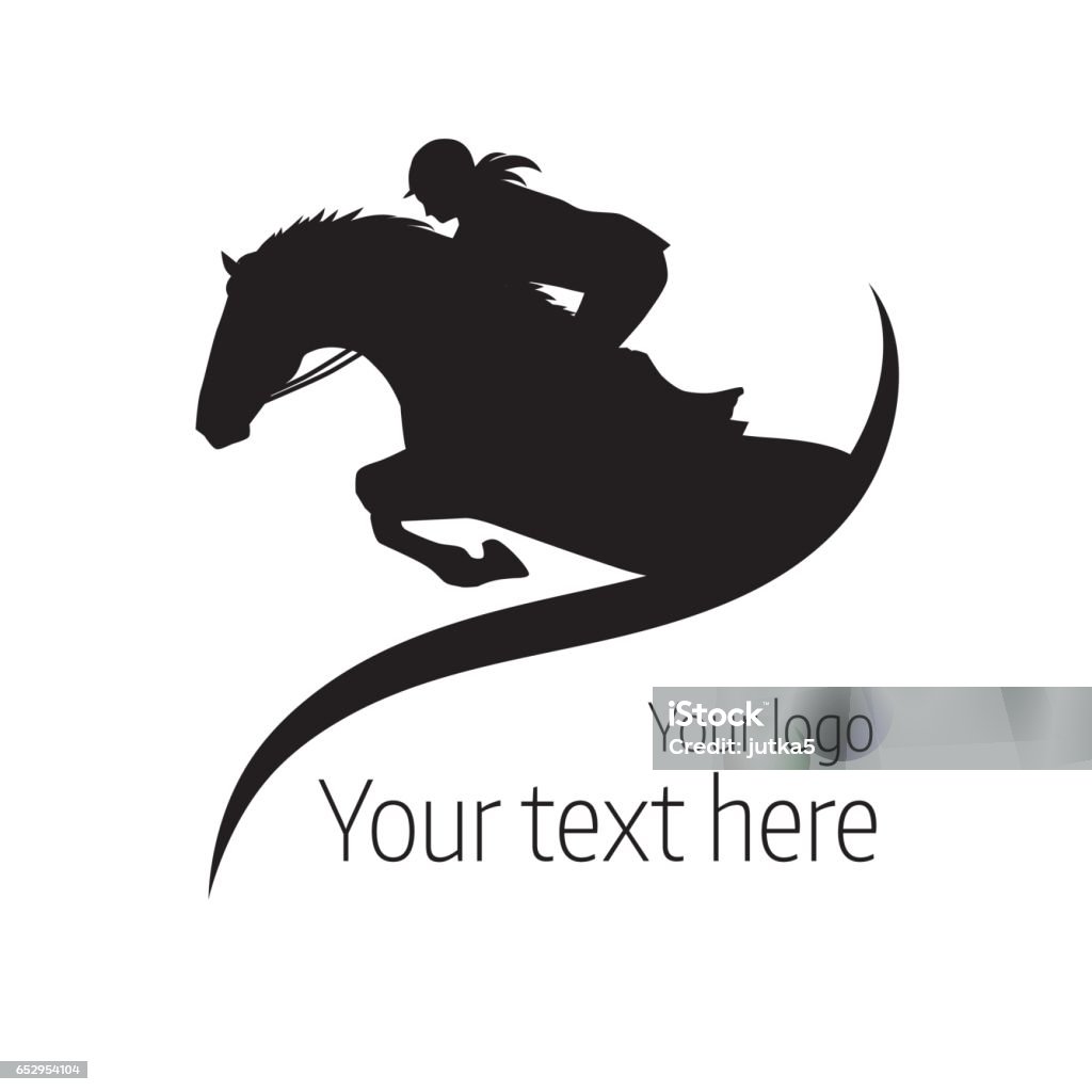 Equestrian competitions - vector illustration of horse - logo Girls stock vector