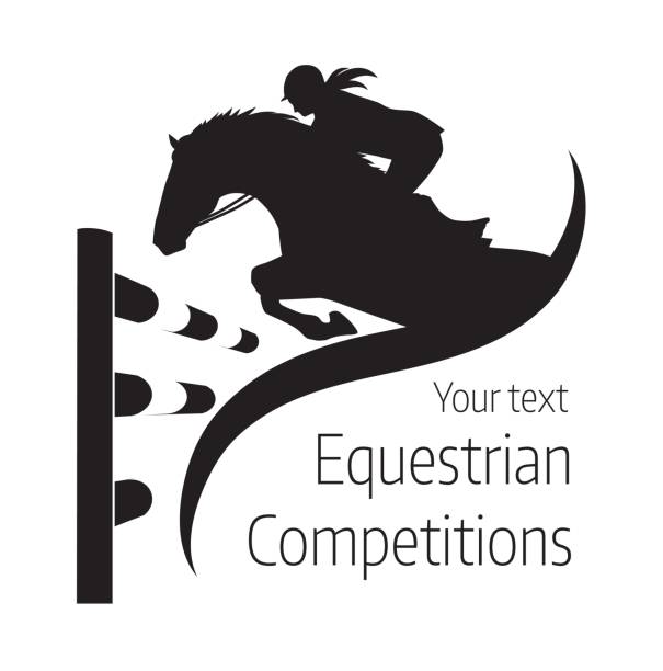 ilustrações, clipart, desenhos animados e ícones de logotipo do concurso equestre - ilustração vetorial de cavalo- - hurdling hurdle vector silhouette