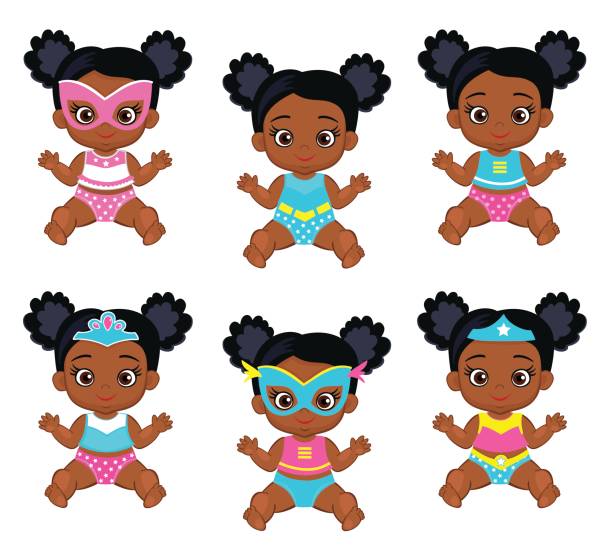 African American Newborn Baby Girl Cartoon Illustrations, Royalty-Free  Vector Graphics & Clip Art - iStock