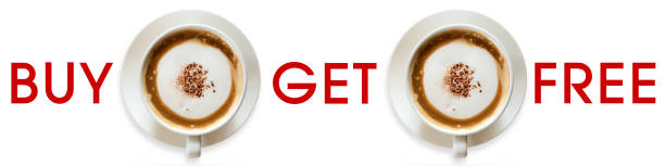 istock Coffee cup and word buy , get , free on white background. 652973306