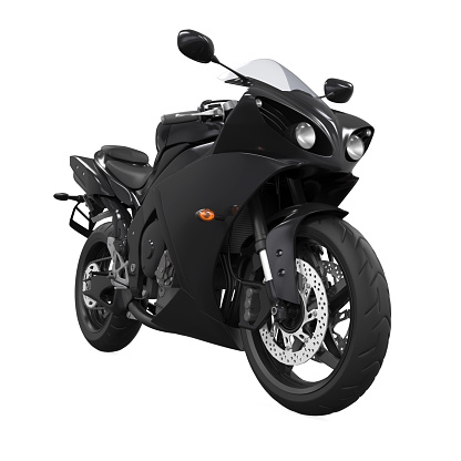 Black Motorcycle isolated on white background. 3D render