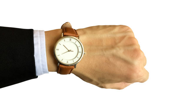 istock Watch on left hand isolated on white with clipping path. 652977014