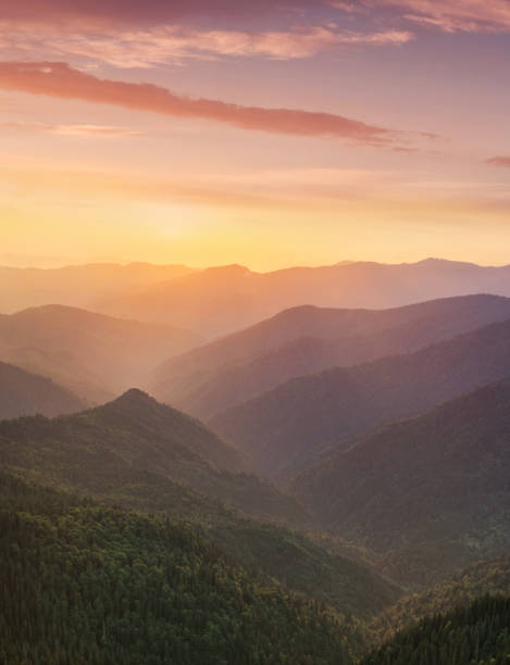 山の風景 - mountain sunset heaven flower ストックフォトと画像