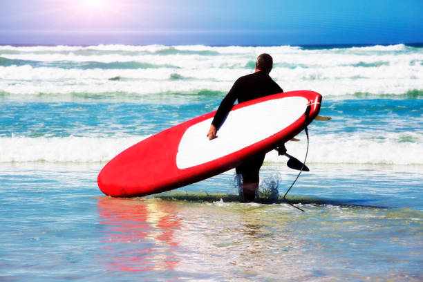 Paddleboard surfer hits the ocean