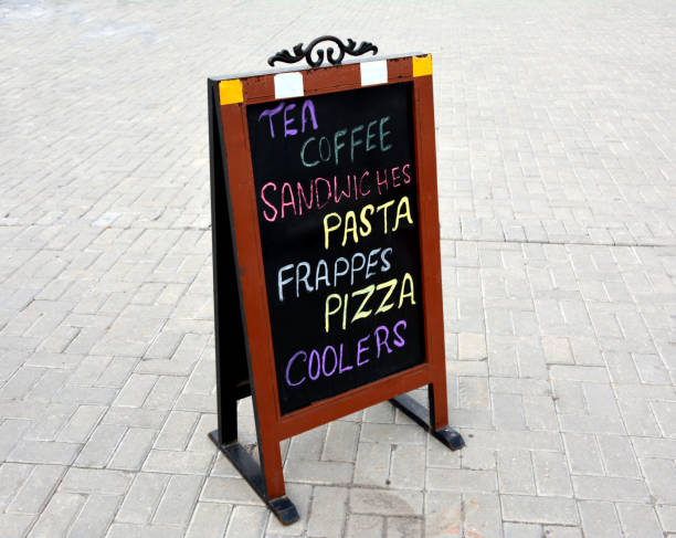istock Shop Sign display with Tea Coffee Pasta Offers 652985616