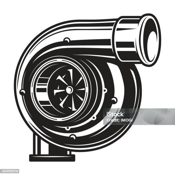 Isolated Monochrome Illustration Of Car Turbo Charger Stock Illustration - Download Image Now