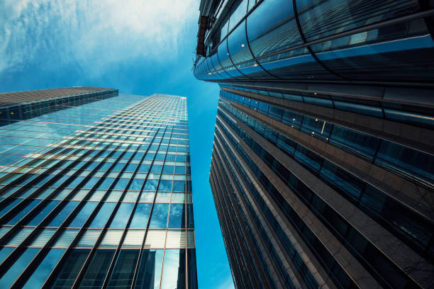 istock Modern glass buildings in a business area. 653000252
