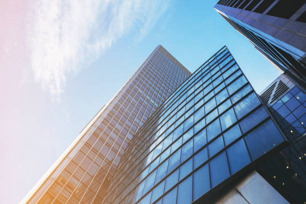 istock Modern glass buildings in a business area. 653004664