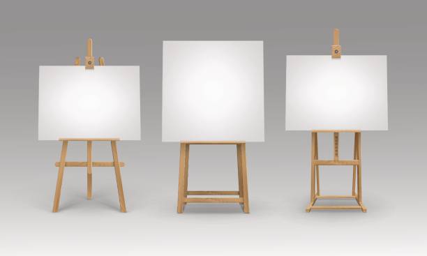 istock Vector Set of Brown Sienna Wooden Easels with Blank Canvases Isolated 653008262