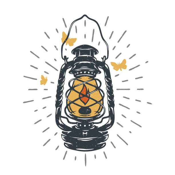 ilustrações de stock, clip art, desenhos animados e ícones de kerosene lamps, vintage design. - oil lantern