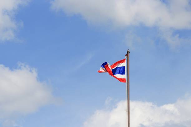 istock Thai flag, waving in the wind with beautiful 653022064