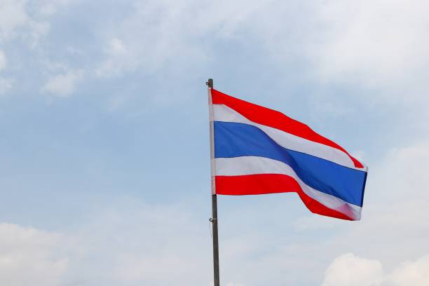 istock Thai flag, waving in the wind with beautiful 653022066