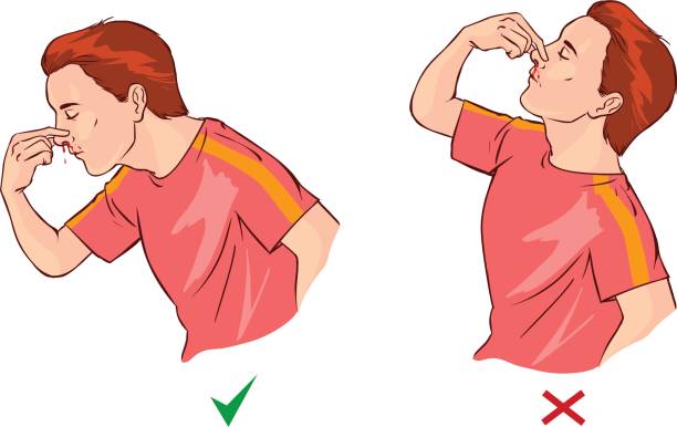 white background vector illustration of a nosebleed white background vector illustration of a nosebleed bloody nose stock illustrations