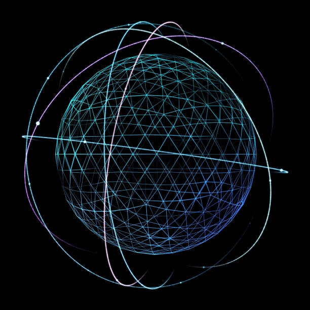 istock Digital design of a global network on orbit space 653040994