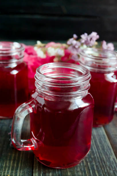 istock Herbal tea on a dark wooden background 653041566