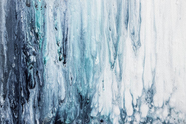 blue abstract acrylic painting on canvas