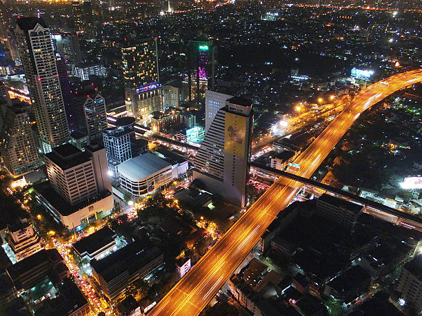istock High Angle View Of City Lit Up At Night 653053137