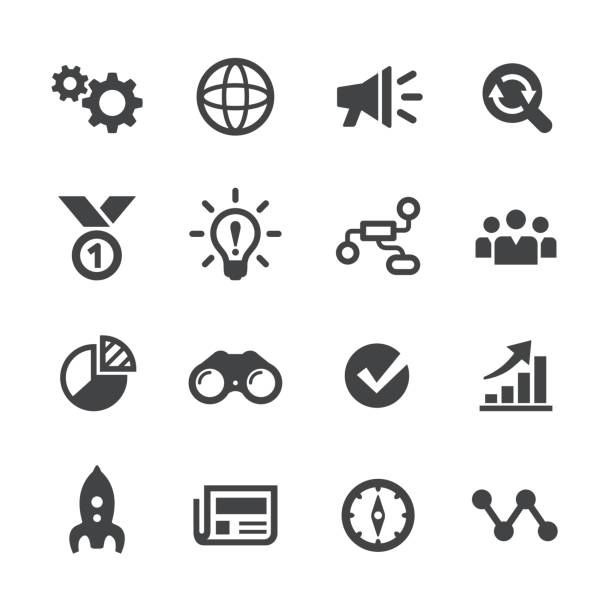 Media Marketing Icons Set - Acme Series Media Marketing Icons megaphone symbols stock illustrations