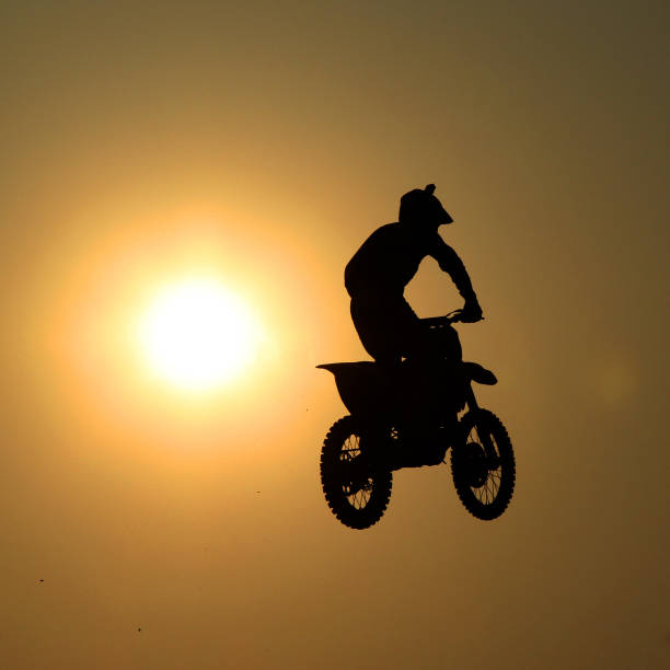istock Motorcycle jumps in the air 653058640