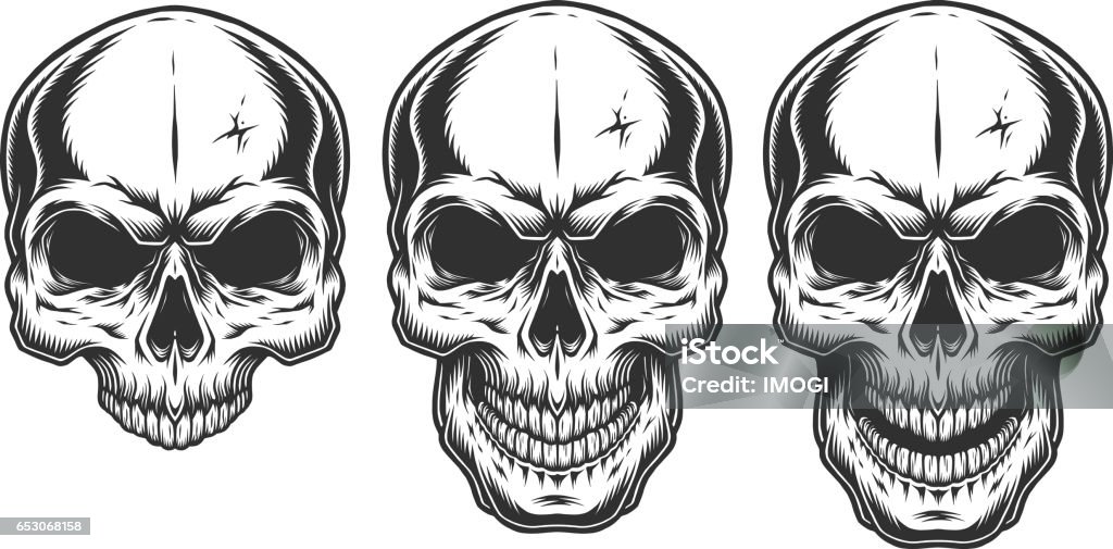 Monochrome illustration of skull Monochrome illustration of skull. On white background Skull stock vector