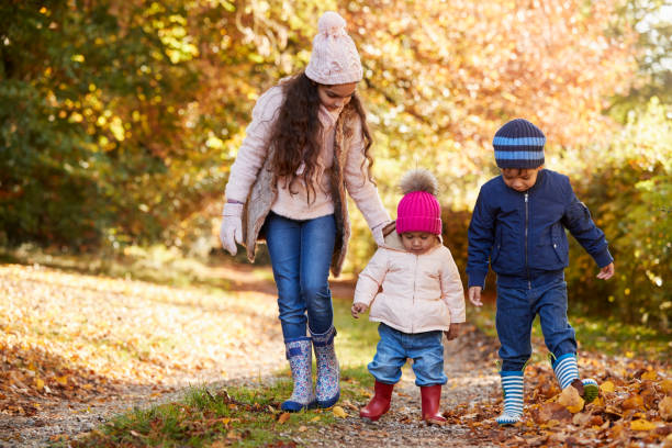istock Three Children Enjoying Autumn Countryside Walk Together 653069498