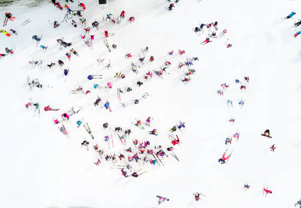 istock Aerial view of skiers 653084088