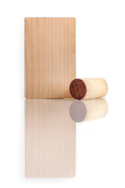 istock Wooden business card with cork on white background 653089972